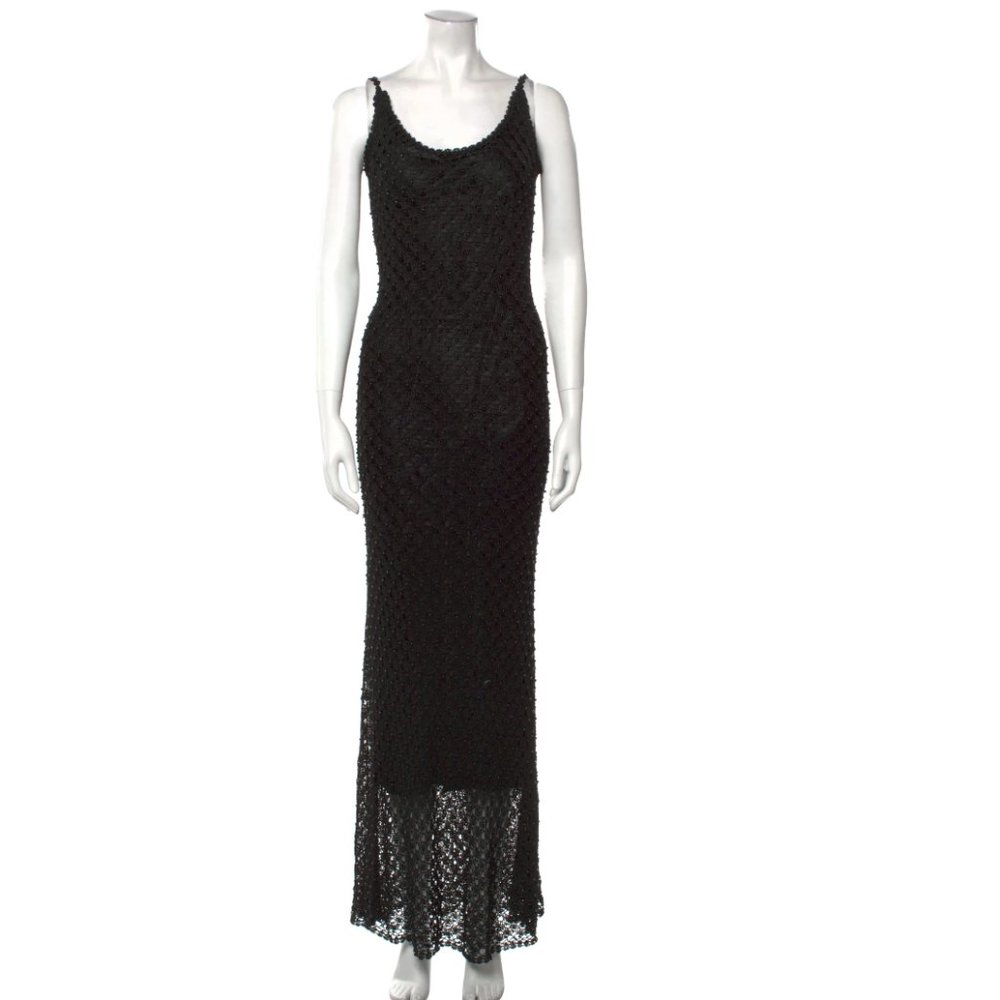 CARMEN MARC VALVO Scoop Neck Long Dress Size: M | US 6 with Cardigan